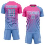 Personalized Light Blue Pink White Soccer Jersey Uniform for Kids and Adults Personalized Light Blue Pink-White Sublimation