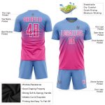 Custom Soccer Jersey with Name and Number - Personalized Light Blue Pink-White Sublimation Team Uniform Personalized Light