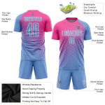 Personalized Light Blue Pink White Soccer Jersey Uniform for Kids and Adults Personalized Light Blue Pink-White Sublimation