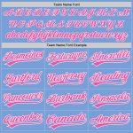 Personalized Unisex Softball Jersey in Light Blue and Pink-White, Two-Button Design Personalized Light Blue Pink-White Two-Button