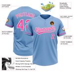Personalized Unisex Softball Jersey in Light Blue and Pink-White, Two-Button Design Personalized Light Blue Pink-White Two-Button