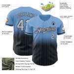 Custom Name and Number Personalized Baseball Jersey - Light Blue Pinstripe Gray-Black Authentic Fade Design Personalized