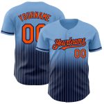 Custom Team Baseball Jersey with Personalized Name and Number - Light Blue Pinstripe Orange-Navy Authentic Fade Design Personalized