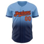 Custom Team Baseball Jersey with Personalized Name and Number - Light Blue Pinstripe Orange-Navy Authentic Fade Design Personalized