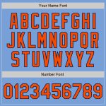Custom Team Baseball Jersey with Personalized Name and Number - Light Blue Pinstripe Orange-Navy Authentic Fade Design Personalized