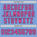 Custom Pink-Black Personalized Baseball Jersey with Light Blue Pinstripe, Authentic Fade, Team Name and Number Personalized