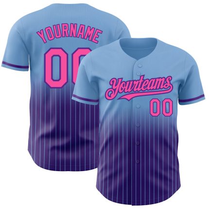 Personalized Light Blue Pinstripe Baseball Jersey with Custom Name and Number - Authentic Fade Fashion Personalized Light