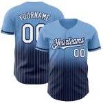 Custom Name and Number Light Blue Pinstripe Baseball Jersey - Authentic Fade White-Navy Fashion Team Apparel Personalized