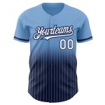 Custom Name and Number Light Blue Pinstripe Baseball Jersey - Authentic Fade White-Navy Fashion Team Apparel Personalized