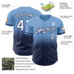 Custom Name and Number Light Blue Pinstripe Baseball Jersey - Authentic Fade White-Navy Fashion Team Apparel Personalized