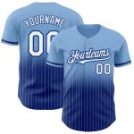 Custom Name and Number Light Blue Pinstripe Baseball Jersey - Authentic Fade White-Royal Fashion Team Apparel Personalized