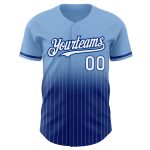 Custom Name and Number Light Blue Pinstripe Baseball Jersey - Authentic Fade White-Royal Fashion Team Apparel Personalized