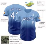 Custom Name and Number Light Blue Pinstripe Baseball Jersey - Authentic Fade White-Royal Fashion Team Apparel Personalized