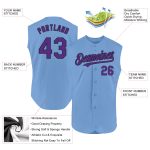 Custom Name and Number Authentic Sleeveless Baseball Jersey in Light Blue Purple-Black Personalized Light Blue Purple-Black