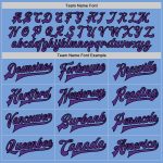 Custom Name and Number Varsity Letterman Jacket - Light Blue Purple-Black Bomber Full-Snap Design Personalized Light Blue