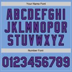 Custom Name and Number Varsity Letterman Jacket - Light Blue Purple-Black Bomber Full-Snap Design Personalized Light Blue