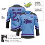 Custom Name and Number Light Blue Purple-Black Hockey Jersey Lace Neck - Personalized Team Apparel Personalized Light Blue