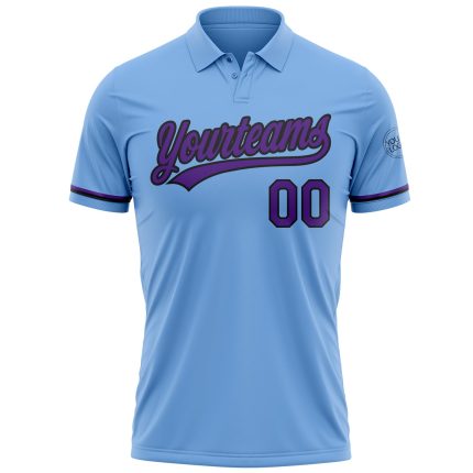 Custom Light Blue Purple Black Golf Polo Shirt with Name and Number - Personalized Performance Vapor Team Apparel Personalized