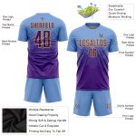 Custom Name and Number Soccer Jersey - Personalized Light Blue Purple Gold Sublimation Uniform Personalized Light Blue Purple-Gold
