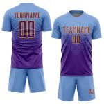 Custom Name and Number Soccer Jersey - Personalized Light Blue Purple Gold Sublimation Uniform Personalized Light Blue Purple-Gold