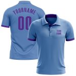 Custom Name Number Light Blue Purple Performance Golf Polo Shirt - Personalized Team Apparel Personalized Light Blue Purple