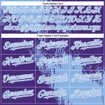 Custom Softball Jersey with Personalized Name & Number, Light Blue Purple White 3D Abstract Brush Stroke Design, Unisex Two-Button