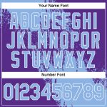 Custom Name and Number Performance T-Shirt - Abstract 3D Brush Stroke Design in Light Blue and Purple-White Personalized