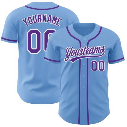 Personalized Light Blue Purple White Baseball Jersey for Authentic Fans Personalized Light Blue Purple-White Authentic Baseball