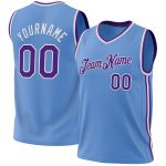 Personalized Light Blue Purple White Basketball Jersey - Authentic Throwback Design Personalized Light Blue Purple-White