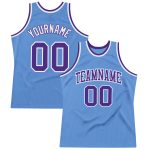 Custom Name and Number Authentic Throwback Basketball Jersey - Light Blue Purple White Personalized Light Blue Purple-White
