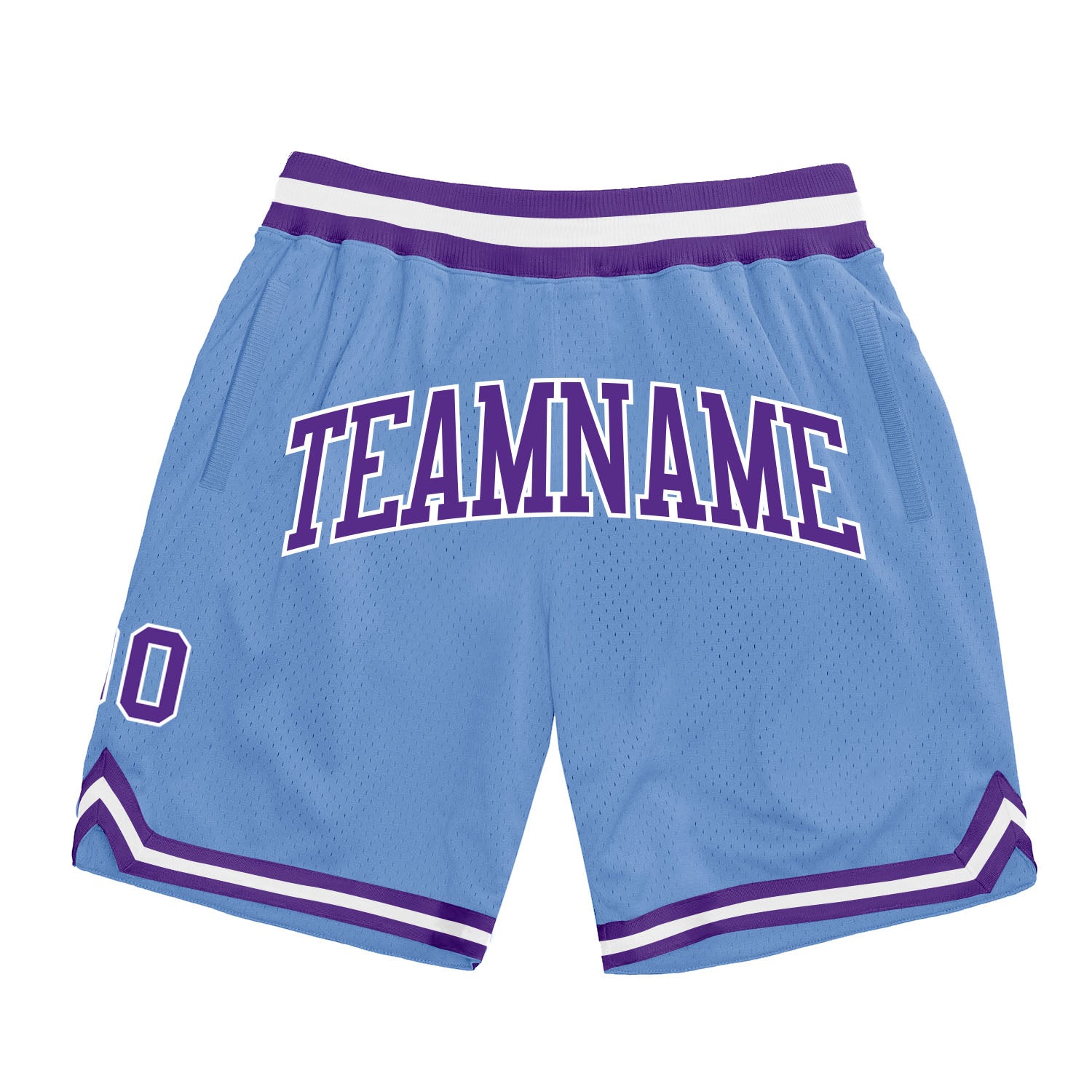 Custom Light Blue Purple-White Basketball Shorts with Personalized Name & Number - Authentic Throwback Design Personalized