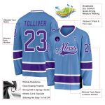 Custom Name and Number Hockey Jersey - Personalized Light Blue Purple White Team Jersey Personalized Light Blue Purple-White