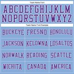 Custom Team Performance T-Shirt with Name and Number - Light Blue Purple-White Long Sleeve Personalized Light Blue Purple-White