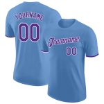 Custom Team Performance T-Shirt with Name and Number - Light Blue Purple White Personalized Light Blue Purple-White Performance