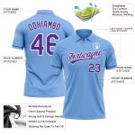 Custom Name Number Vapor Golf Polo Shirt Light Blue Purple-White Performance Personalized Light Blue Purple-White Performance