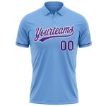 Custom Name Number Vapor Golf Polo Shirt Light Blue Purple-White Performance Personalized Light Blue Purple-White Performance