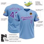 Personalized Softball Jersey Unisex Light Blue Purple White Two-Button Design Personalized Light Blue Purple-White Two-Button