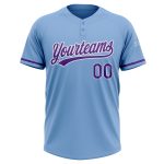 Personalized Softball Jersey Unisex Light Blue Purple White Two-Button Design Personalized Light Blue Purple-White Two-Button