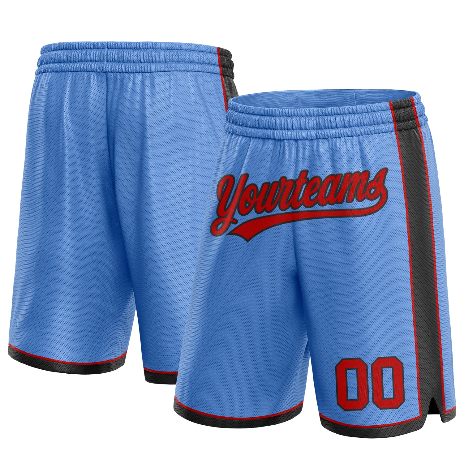 Custom Name Number Basketball Shorts Light Blue Red-Black Authentic Team Apparel Personalized Light Blue Red-Black Authentic