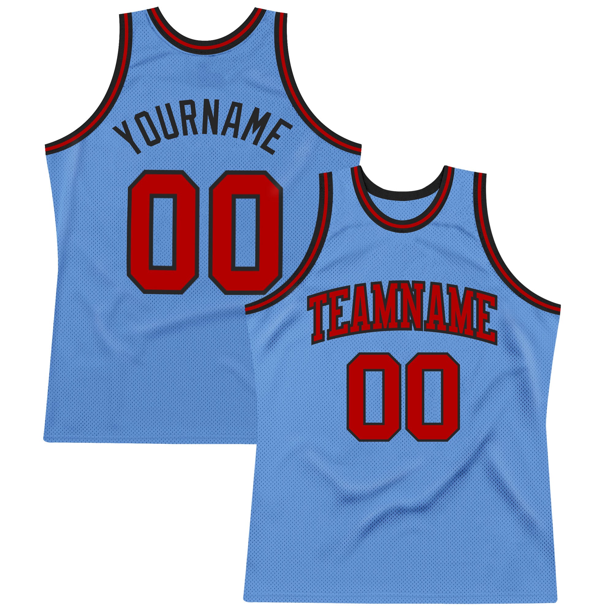 Light Blue Red-Black Personalized Authentic Basketball Jersey Throwback Personalized Light Blue Red-Black Authentic Throwback