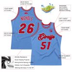Custom Name Number Authentic Basketball Jersey Light Blue Red-Black Personalized Team Edition Personalized Light Blue Red-Black
