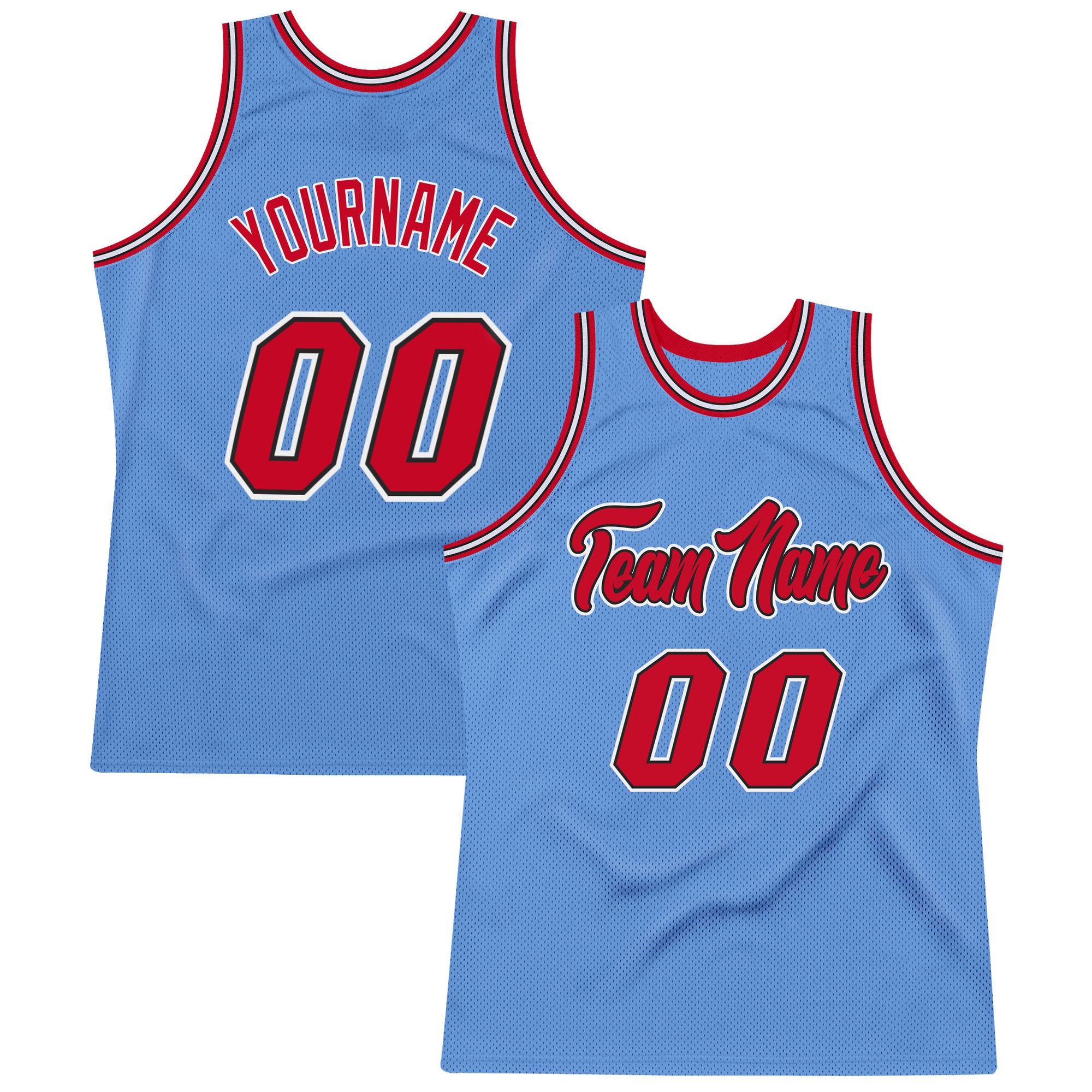 Custom Name Number Authentic Basketball Jersey Light Blue Red-Black Personalized Team Edition Personalized Light Blue Red-Black