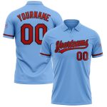 Custom Team Name and Number Light Blue Red Black Vapor Performance Golf Polo Shirt Personalized Light Blue Red-Black Performance
