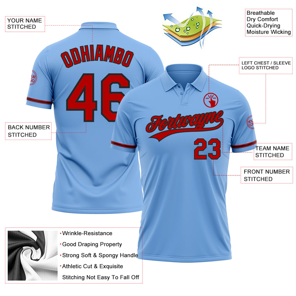 Personalized Light Blue Red-Black Performance Vapor Golf Polo Shirt Team Custom Name and Number Custom Team Name and Number Light Blue Red Black Vapor Performance Golf Polo Shirt Personalized Light Blue Red-Black Performance - Image 3