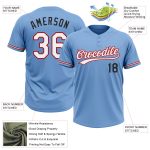 Light Blue Red Black Unisex Personalized Softball Jersey - Two-Button Design Personalized Light Blue Red-Black Two-Button