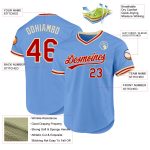 Custom Light Blue Red-Cream Baseball Jersey with Personalized Name and Number - Authentic Throwback Style Personalized Light