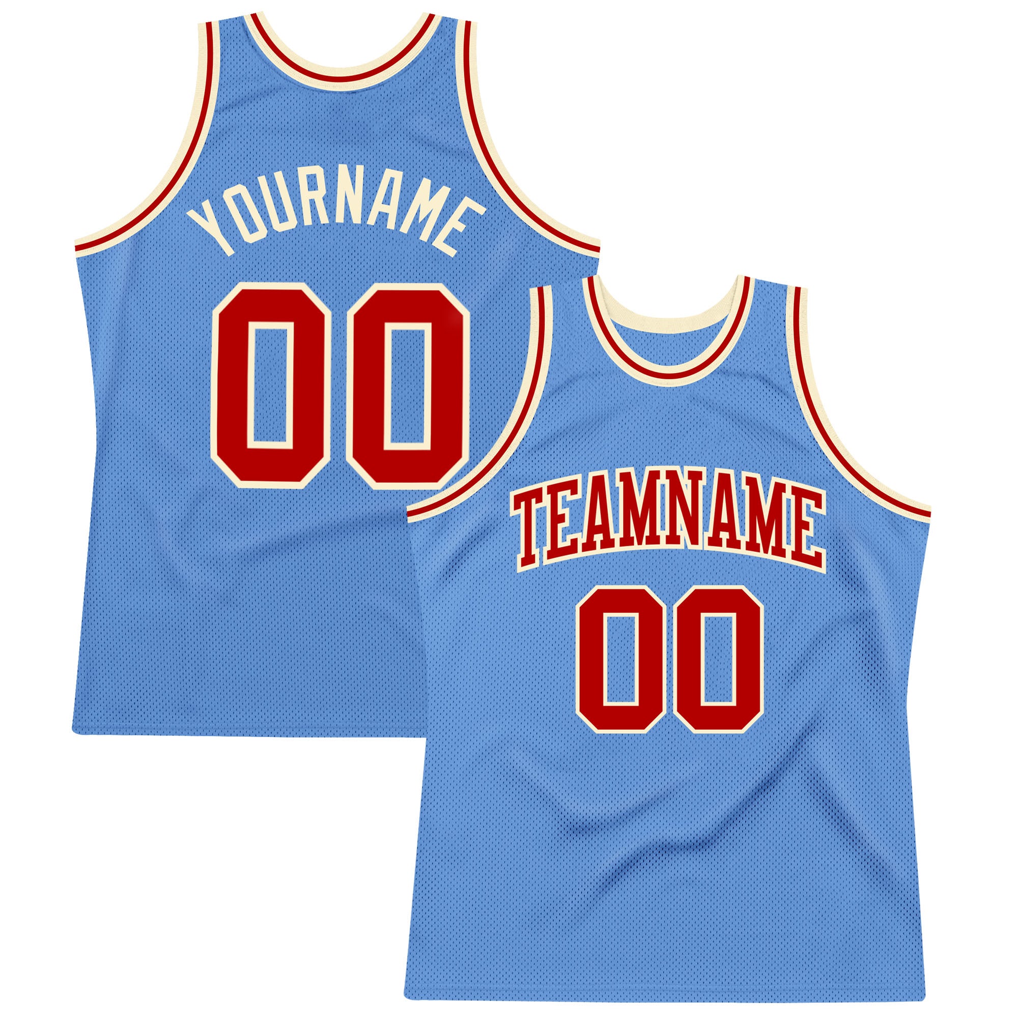 Custom Light Blue Red-Cream Basketball Jersey with Personalized Name & Number - Authentic Throwback Design Personalized Light