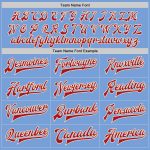 Custom Varsity Letterman Jacket with Name and Number - Personalized Light Blue Red-Cream Full-Snap Bomber Style Personalized
