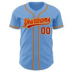 Personalized Light Blue Red Gold Baseball Jersey - Authentic Custom Jersey Personalized Light Blue Red-Gold Authentic Baseball