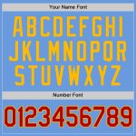 Custom Authentic Throwback Baseball Jersey - Personalized Light Blue Red-Gold Team Name & Number Personalized Light Blue